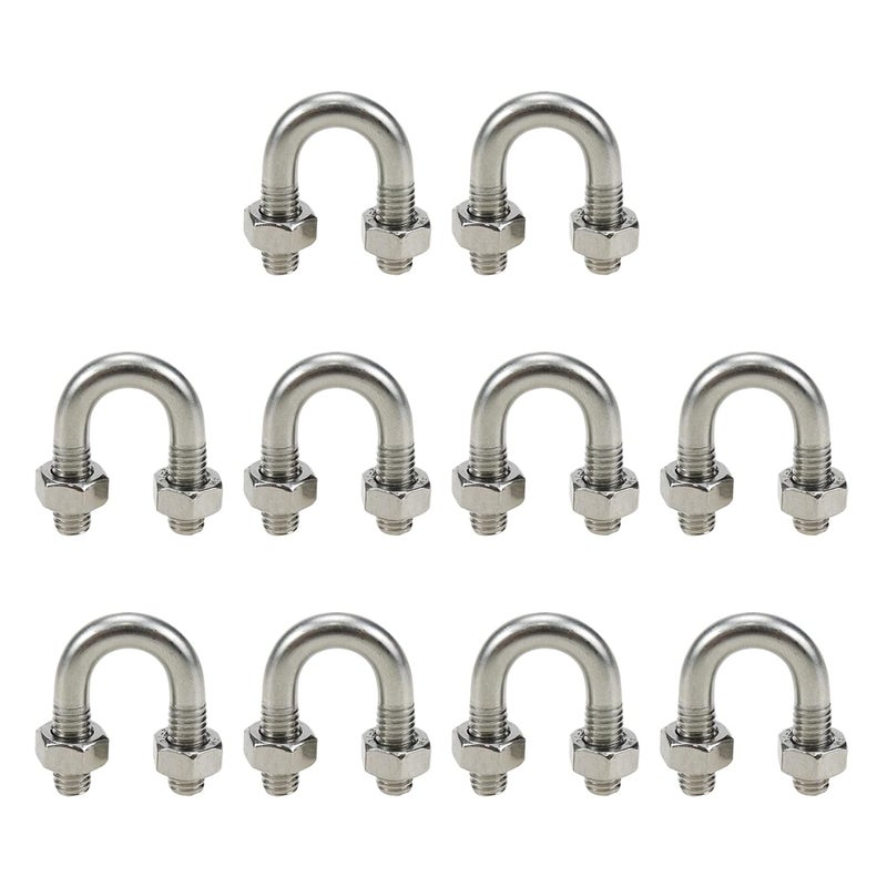 Sscon 10Pcs M6x10 304 Stainless Steel U-Bolt Fastener for 10mm Pipe Dia - Image 1